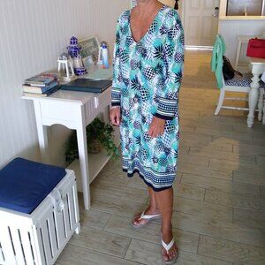 PAPPAGALLO - Tropical Print Knit Dress, Size L